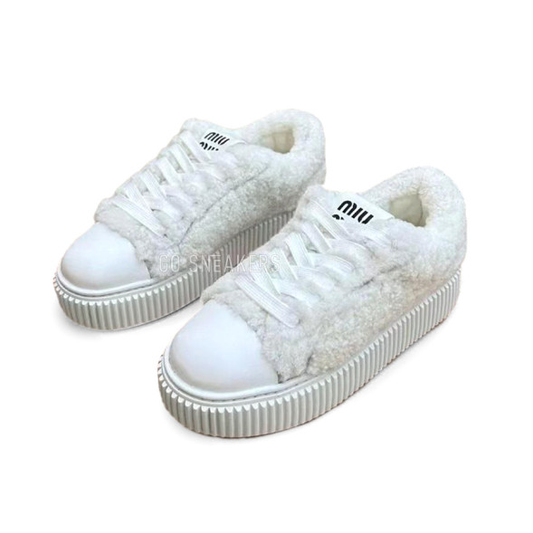 Женские зимние кроссовки Miu Miu Woman Wool Winter White