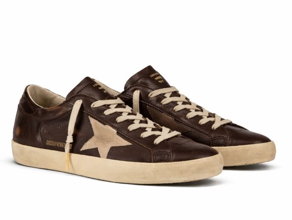 Мужские кеды Golden Goose Super-Star Men’s Distressed Suede-Trimmed Leather Brown