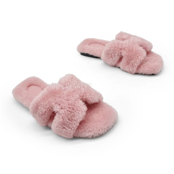 Женские сандалии Hermes Flip-flops Wool Pink