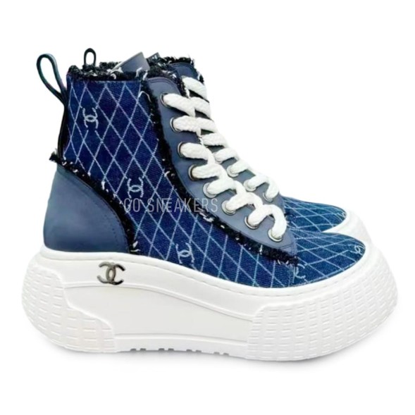 Женские зимние кеды Chanel Winter Sneakers Blue