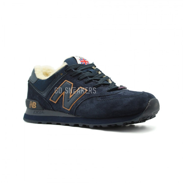 Мужские зимние кроссовки New Balance 574 Navy-Gold