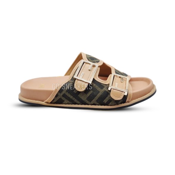 Мужские шлепки Fendi Flip-flops Double Brown/Olive