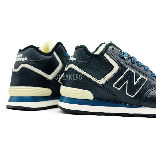 Унисекс зимние кроссовки New Balance 574 High Leather Winter Black Blue Unisex