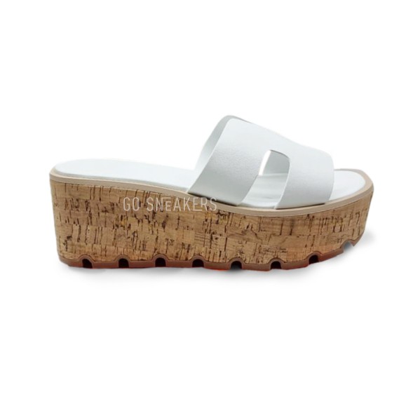 Женские шлепки Hermes Flip-flops Wood White