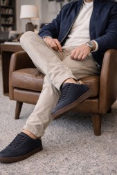 Brunello Cucinelli Leather Sneakers Navy