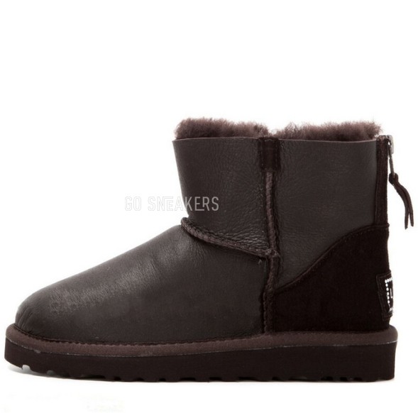 Женские мини угги на молнии Mini Zip Metallic Chocolate