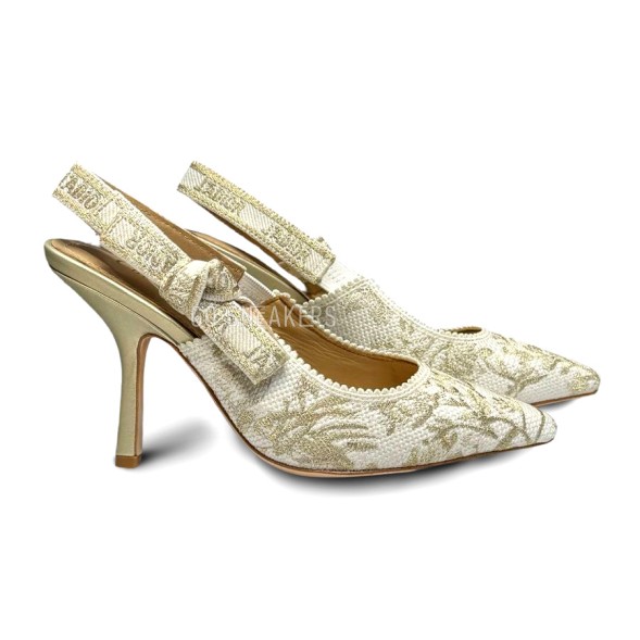 Женские туфли Dior Jadior Toile De Jouy White/Gold